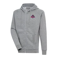 Men's Antigua  Heather Gray Memphis Redbirds Victory Full-Zip Hoodie