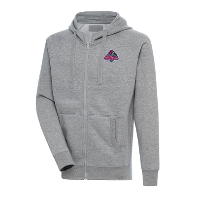 Men's Antigua  Heather Gray Memphis Redbirds Victory Full-Zip Hoodie