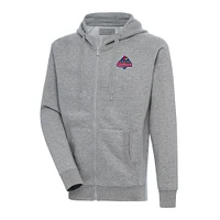 Men's Antigua  Heather Gray Memphis Redbirds Victory Full-Zip Hoodie