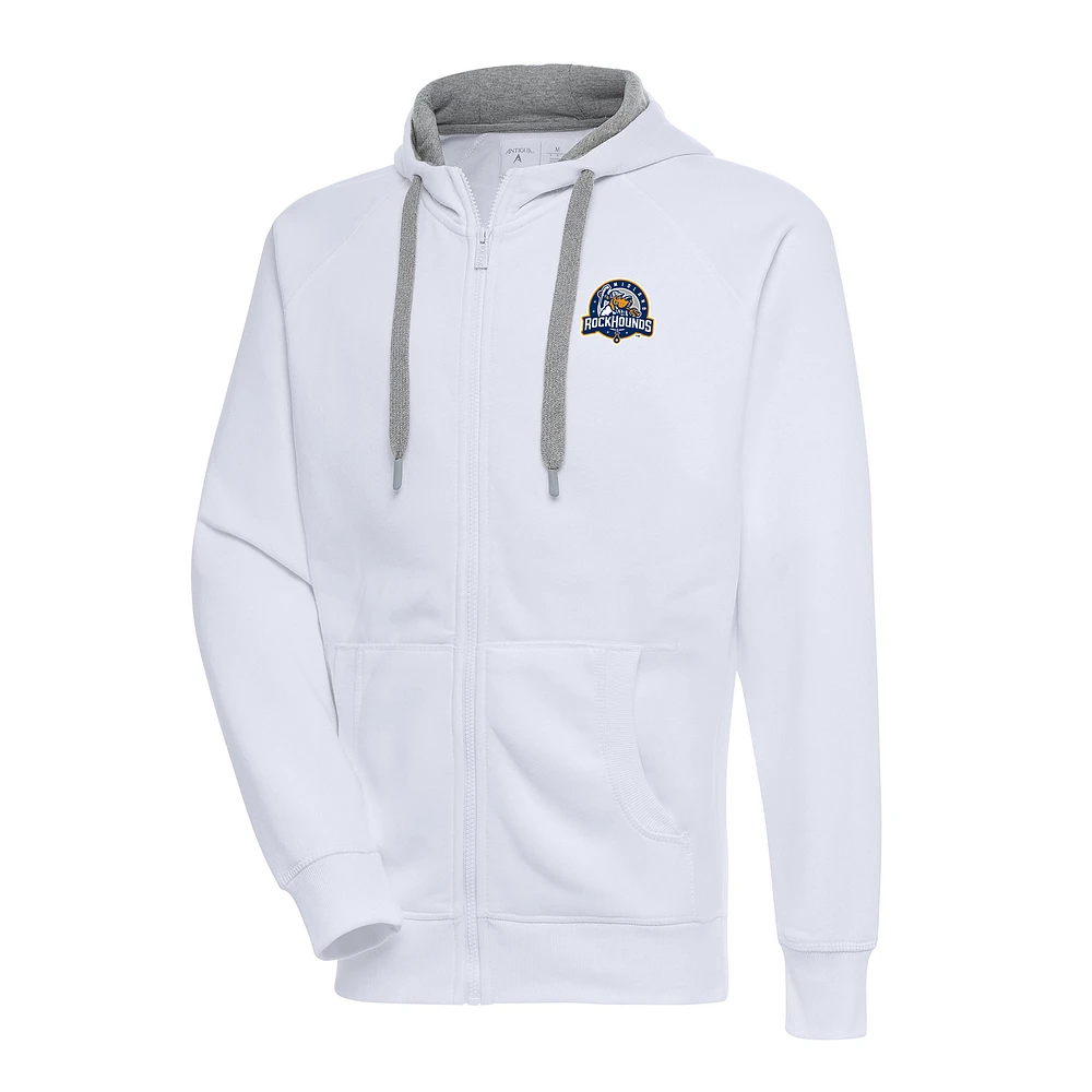 Men's Antigua White Midland Rockhounds Victory Full-Zip Hoodie