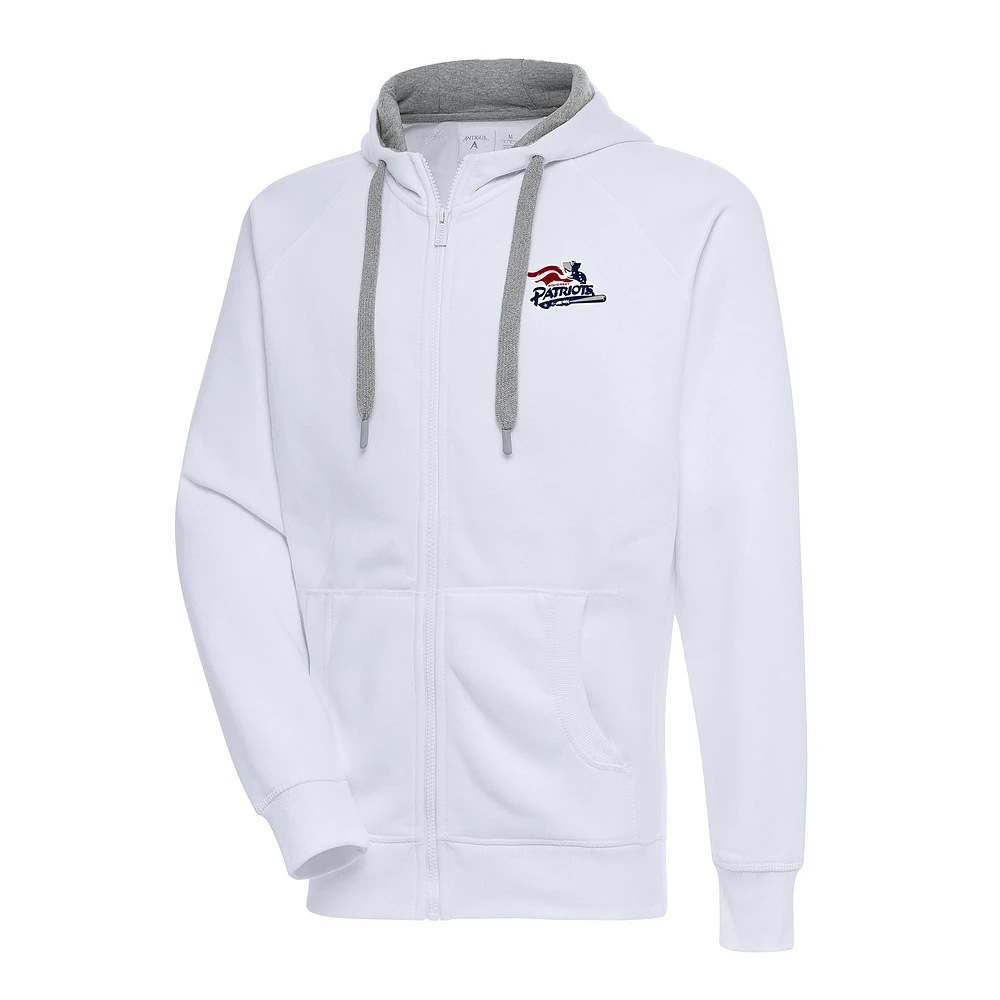 Men's Antigua White Somerset Patriots Victory Full-Zip Hoodie