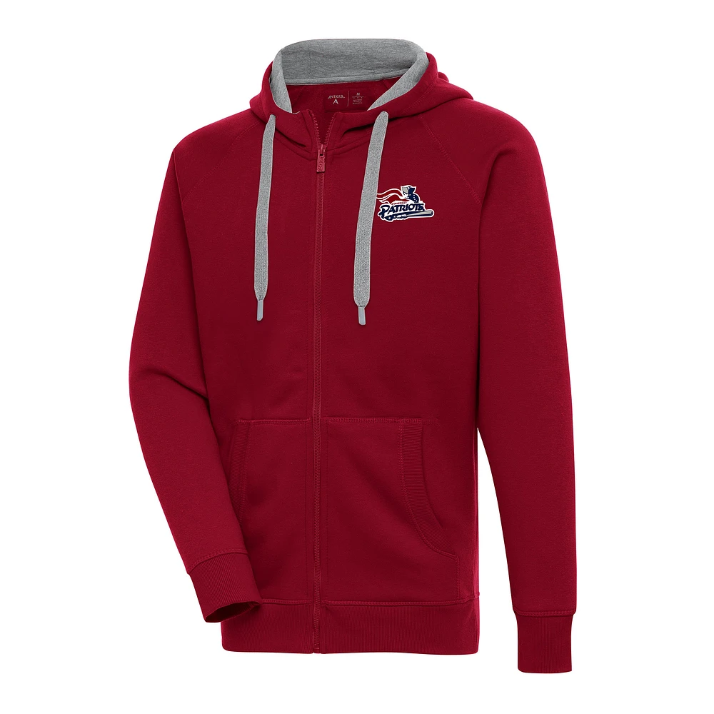 Men's Antigua Cardinal Somerset Patriots Victory Full-Zip Hoodie
