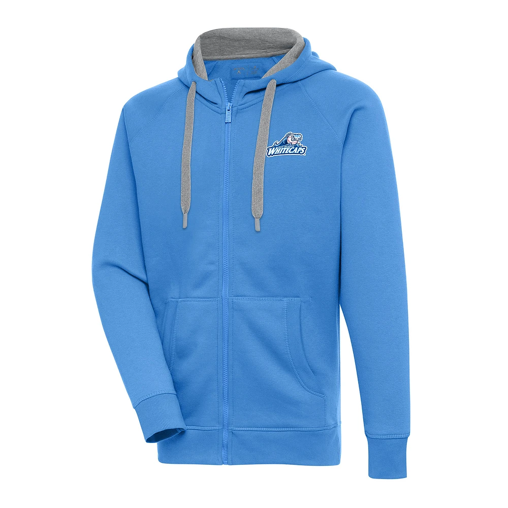 Men's Antigua Powder Blue West Michigan Whitecaps Victory Full-Zip Hoodie