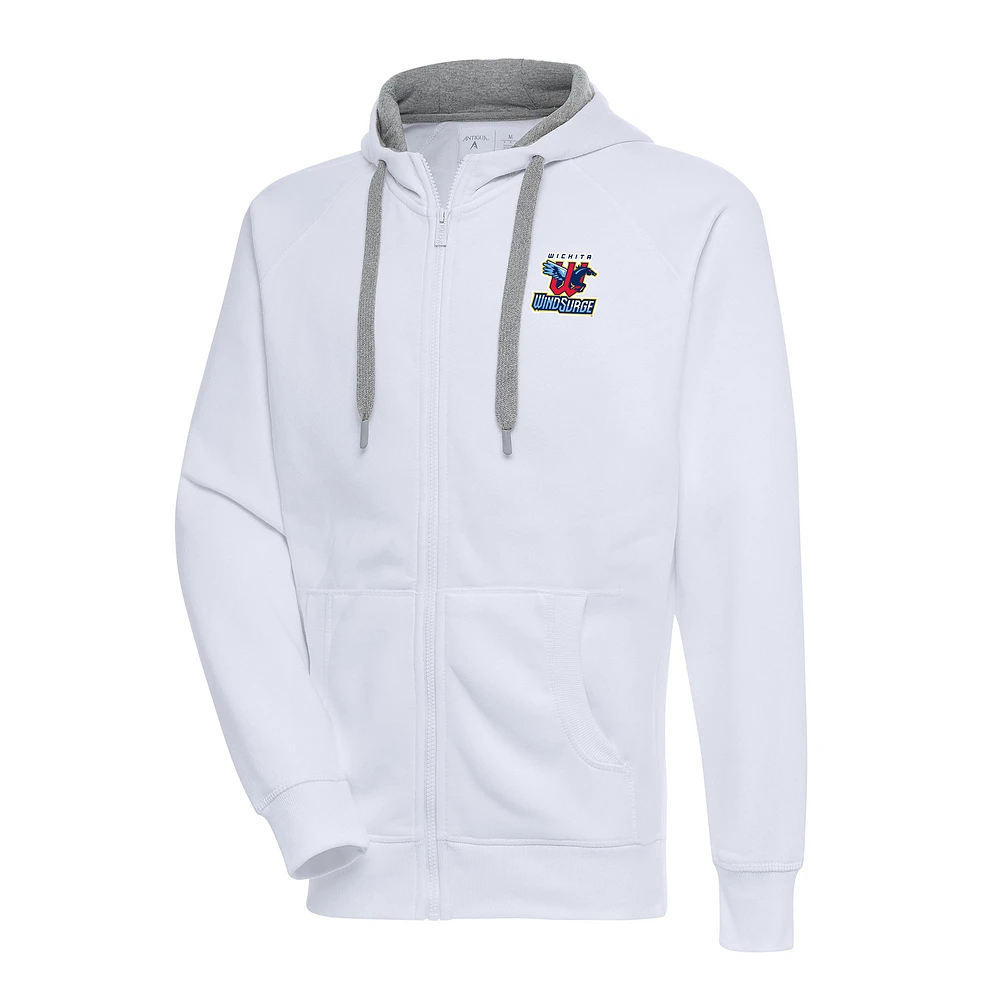 Men's Antigua White Wichita Wind Surge Victory Full-Zip Hoodie