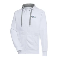 Men's Antigua  White Wilmington Blue Rocks Victory Full-Zip Hoodie