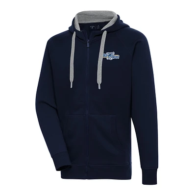 Men's Antigua  Navy Wilmington Blue Rocks Victory Full-Zip Hoodie
