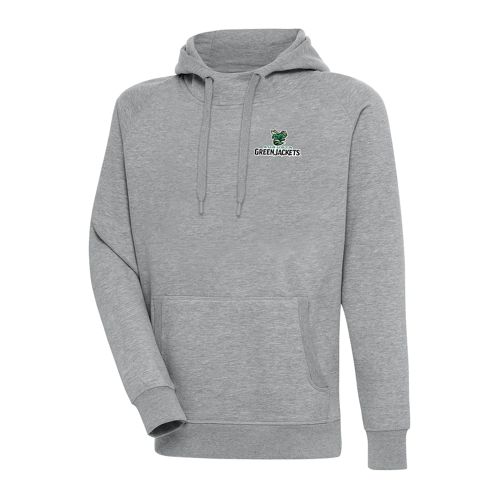 Men's Antigua Heather Gray Augusta GreenJackets Victory Pullover Hoodie