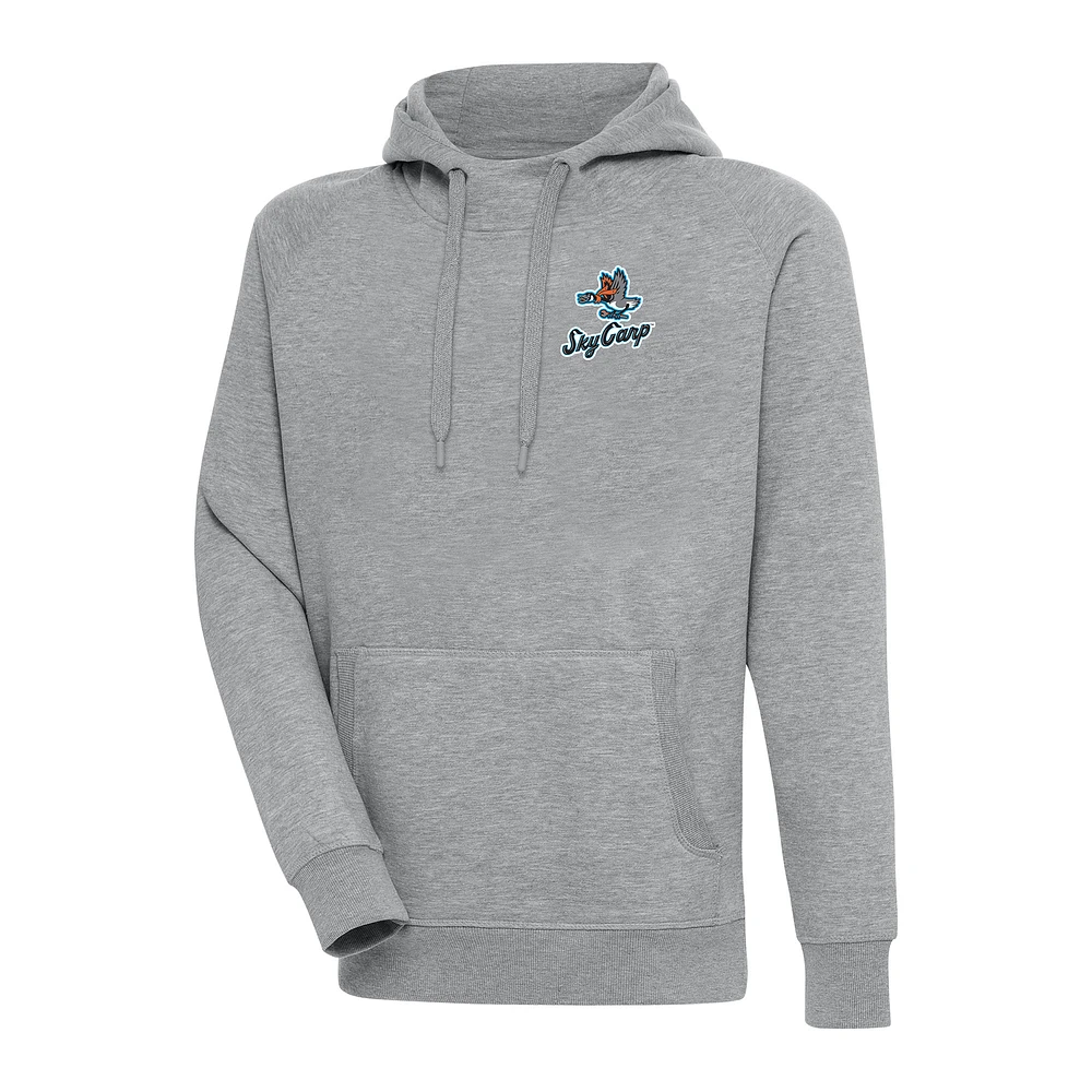Men's Antigua Heather Gray Beloit Sky Carp Victory Pullover Hoodie