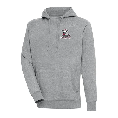 Men's Antigua  Heather Gray Fayetteville Woodpeckers Victory Pullover Hoodie