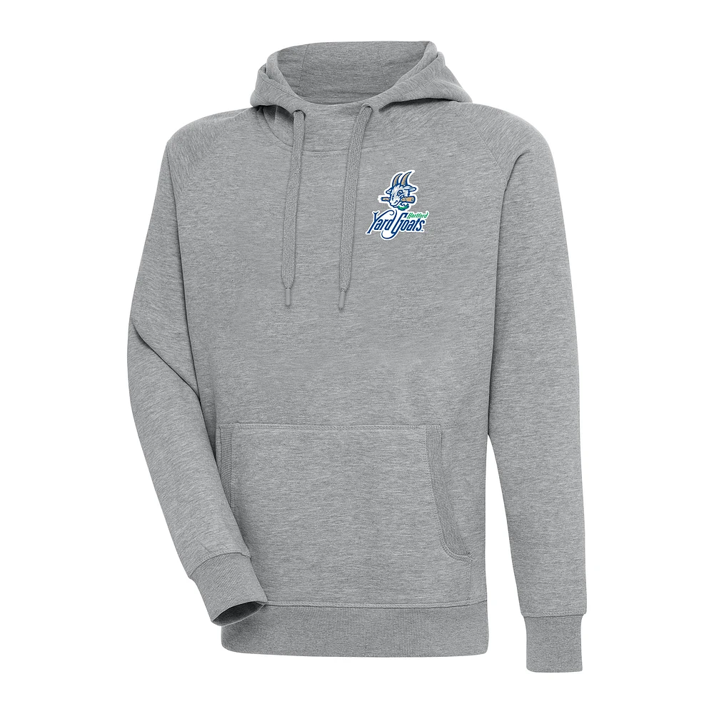 Men's Antigua Heather Gray Hartford Yard Goats Victory Pullover Hoodie