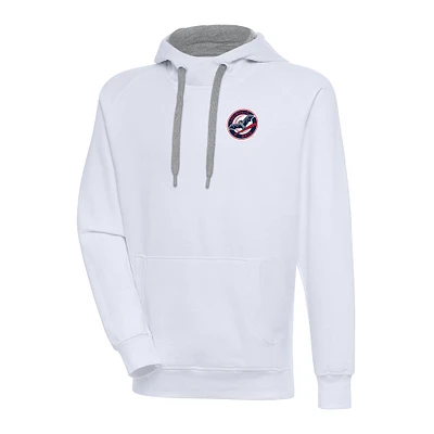 Men's Antigua  White Louisville Bats Victory Pullover Hoodie