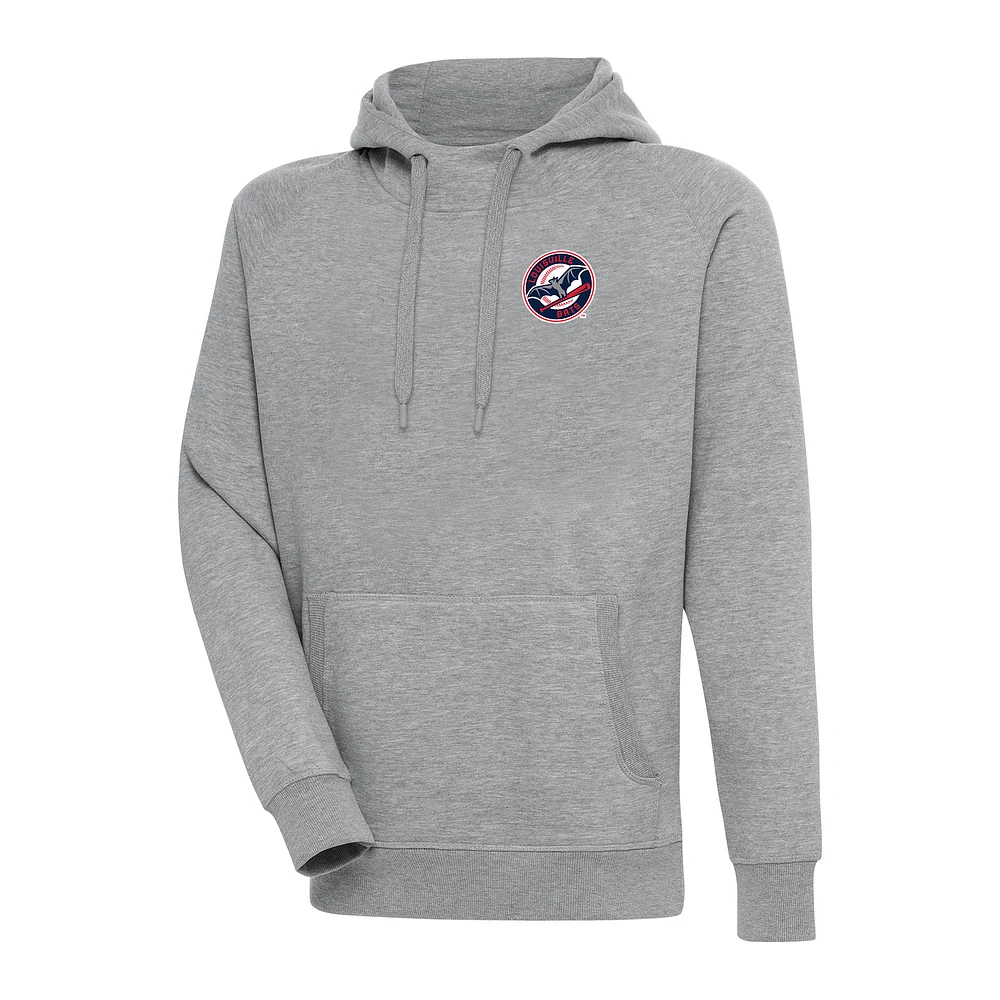 Men's Antigua  Heather Gray Louisville Bats Victory Pullover Hoodie
