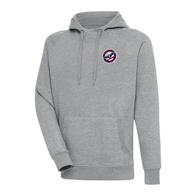 Men's Antigua  Heather Gray Louisville Bats Victory Pullover Hoodie