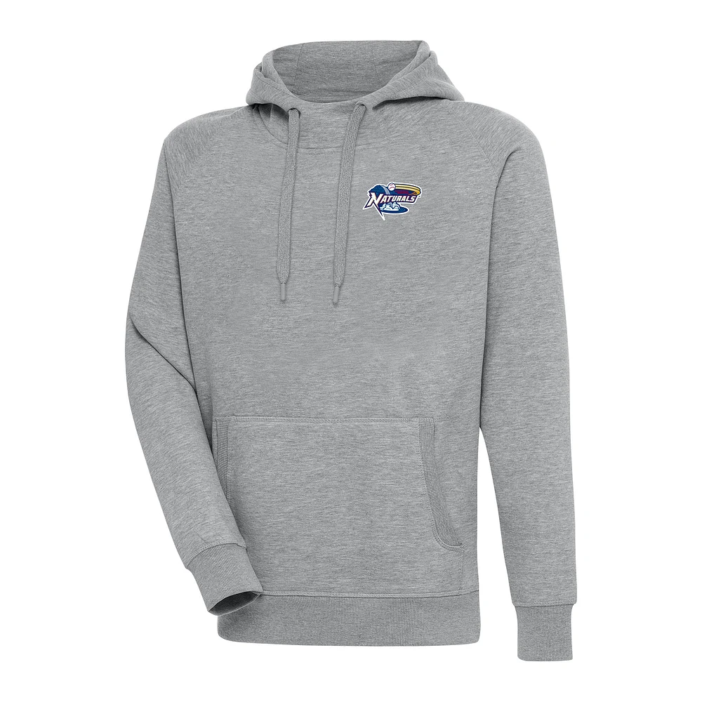 Men's Antigua Heather Gray Northwest Arkansas Naturals Victory Pullover Hoodie