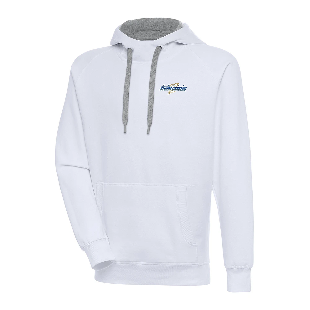 Men's Antigua White Omaha Storm Chasers Victory Pullover Hoodie