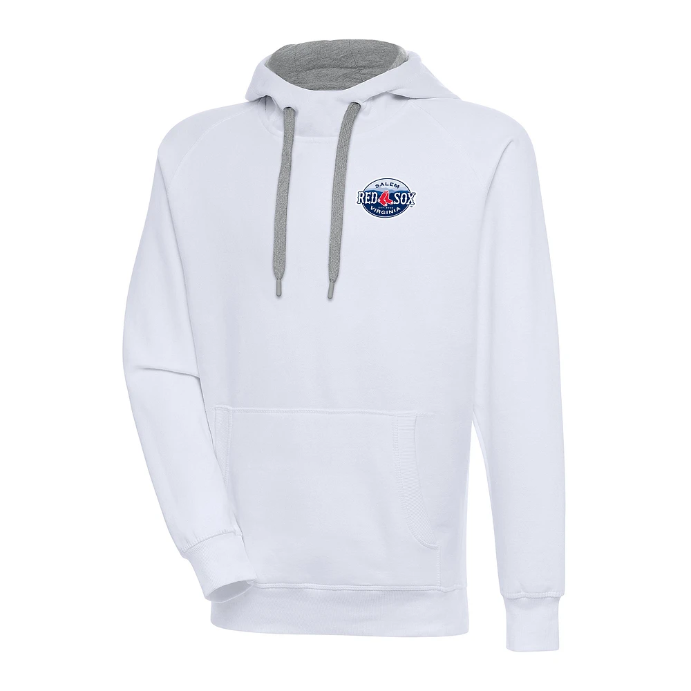Men's Antigua  White Salem Red Sox Victory Pullover Hoodie