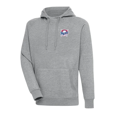 Men's Antigua  Heather Gray Stockton Ports Victory Pullover Hoodie
