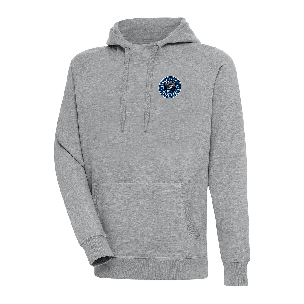 Men's Antigua Heather Gray Sugar Land Space Cowboys Victory Pullover Hoodie