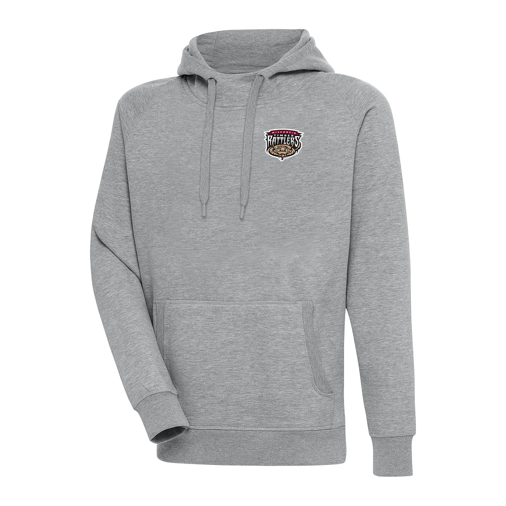 Men's Antigua Heather Gray Wisconsin Timber Rattlers Victory Pullover Hoodie