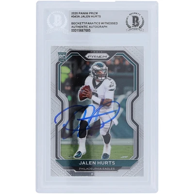Jalen Hurts Philadelphia Eagles Autographed 2020 Panini Prizm #343 Beckett Fanatics Witnessed Authenticated Rookie Card