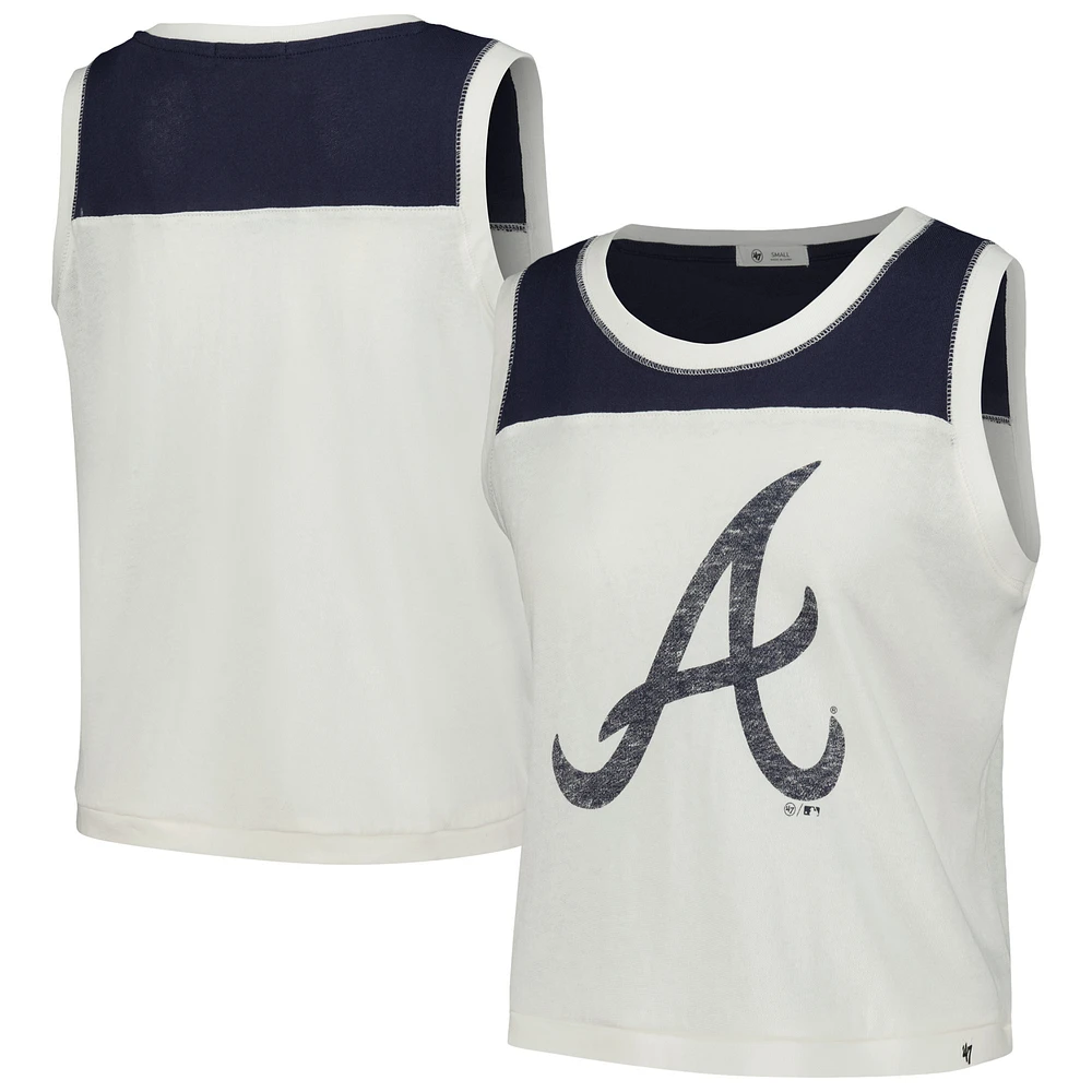 Women's '47 White Atlanta Braves Premier Zoey Waist Length Tank Top