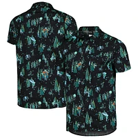 Men's  Black Harry Potter Forbidden Forest Pattern Button-Up Shirt