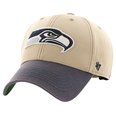 Men's '47 Khaki/College Navy Seattle Seahawks Dusted Sedgwick MVP Adjustable Hat