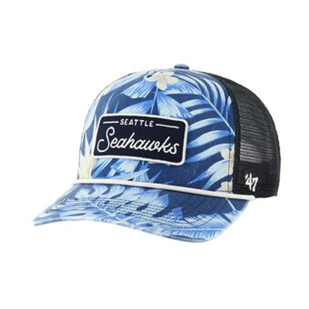 Men's '47 College Navy Seattle Seahawks Tropicalia Hitch Trucker Adjustable Hat