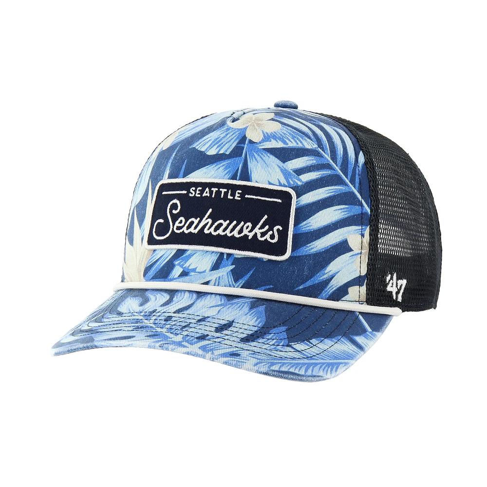 Men's '47 College Navy Seattle Seahawks Tropicalia Hitch Trucker Adjustable Hat