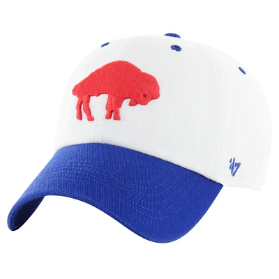 Men's '47 White/Royal Buffalo Bills Double Header Diamond Legacy Clean Up Adjustable Hat