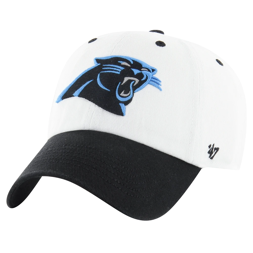 Men's '47 White/Black Carolina Panthers Double Header Diamond Clean Up Adjustable Hat