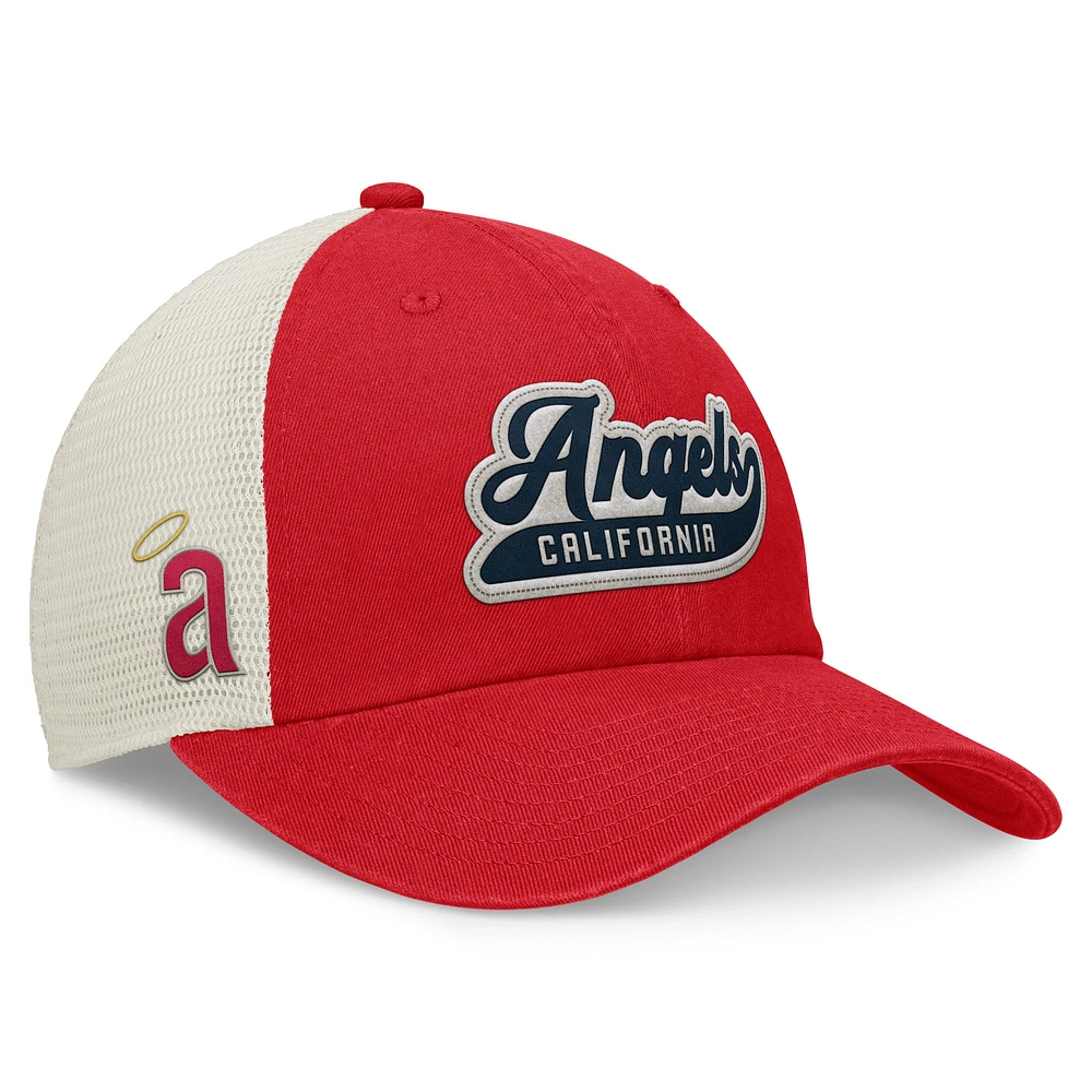 Women's Fanatics Red/Natural California Angels Cooperstown Collection Big Fly Trucker Adjustable Hat