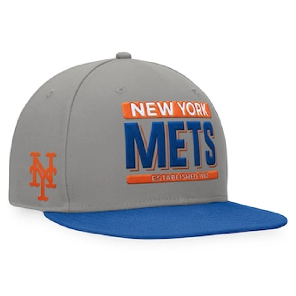 Men's Fanatics Gray/Royal New York Mets Line Drive Two-Tone Snapback Hat