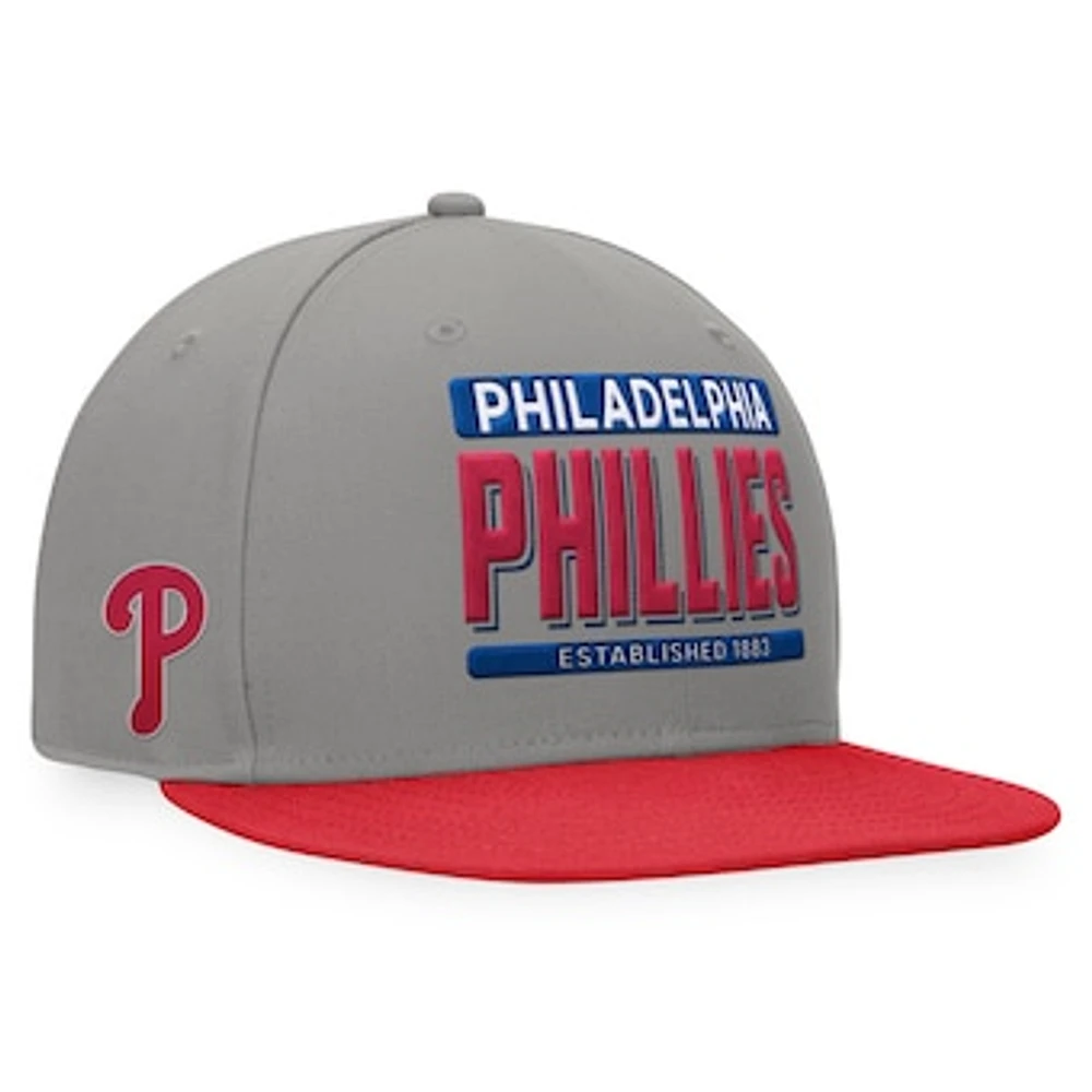 Men's Fanatics Gray/Red Philadelphia Phillies Line Drive Two-Tone Snapback Hat