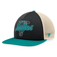 Men's Fanatics Black/Teal Florida Marlins Cooperstown Collection Talley Foam Trucker Snapback Hat