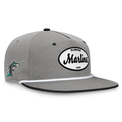 Men's Fanatics Gray Florida Marlins Cooperstown Collection Iron Golfer Snapback Hat