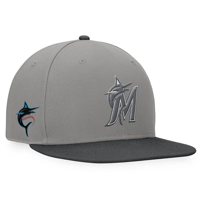 Men's Fanatics Gray/Charcoal Miami Marlins Ace Snapback Hat