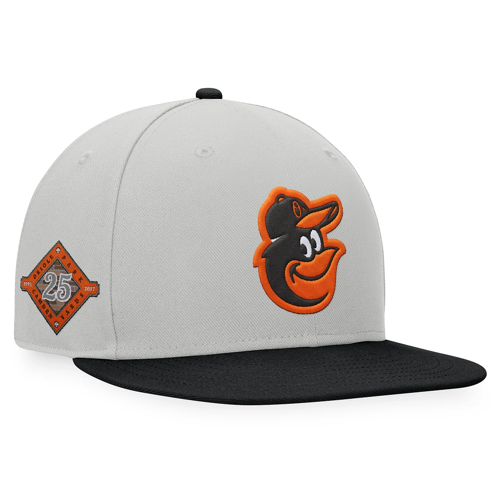 Men's Fanatics Gray/Black Baltimore Orioles Glory Days Two-Tone Snapback Hat