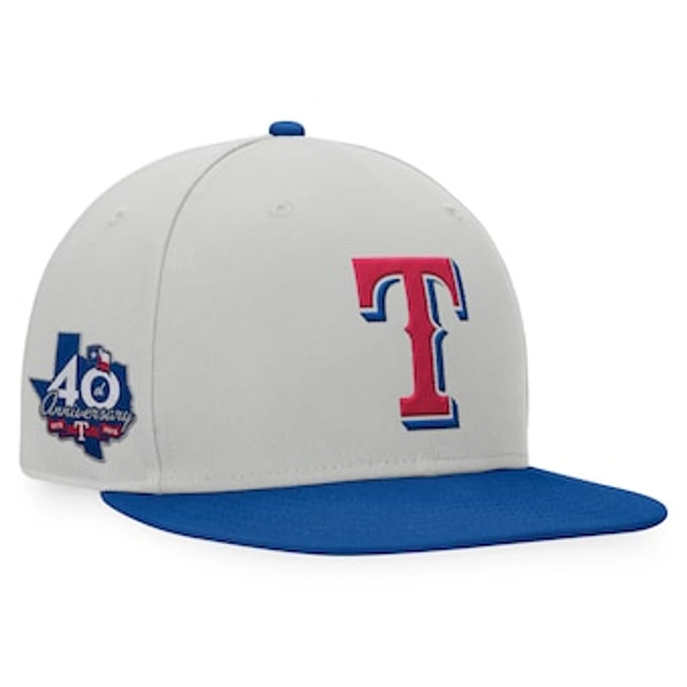 Men's Fanatics Gray/Royal Texas Rangers Glory Days Two-Tone Snapback Hat