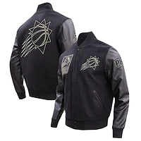 Men's Pro Standard Black Phoenix Suns Gold Stitch Varsity Jacket