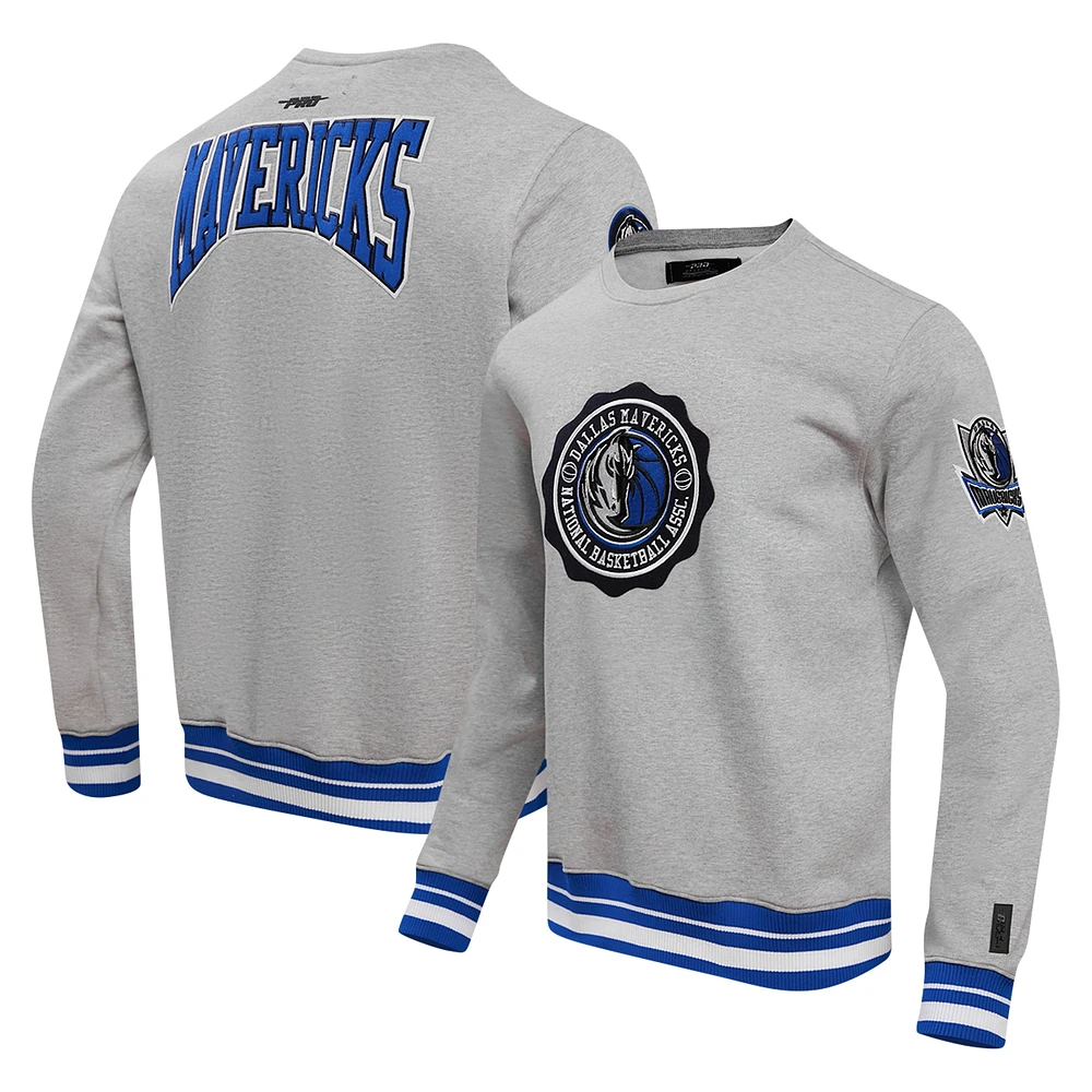 Men's Pro Standard Heather Gray Dallas Mavericks Crest Emblem Pullover Sweatshirt