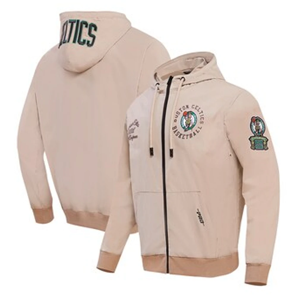 Men's Pro Standard Khaki Boston Celtics Hybrid Full-Zip Hoodie