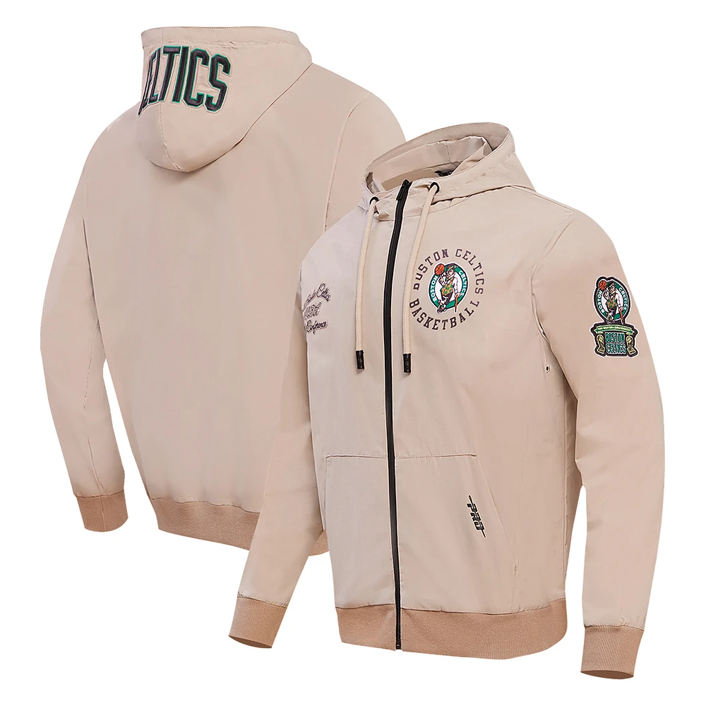 Men's Pro Standard Khaki Boston Celtics Hybrid Full-Zip Hoodie