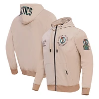 Men's Pro Standard Khaki Boston Celtics Hybrid Full-Zip Hoodie