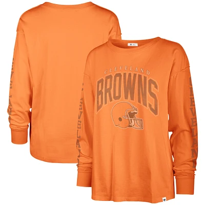 Women's '47 Orange Cleveland Browns Tom Cat Lightweight Long Sleeve T-Shirt