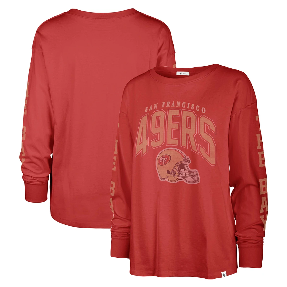 Women's '47 Scarlet San Francisco 49ers Tom Cat Lightweight Long Sleeve T-Shirt