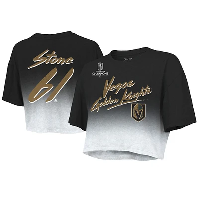 Women's Majestic Threads Mark Stone Black Vegas Golden Knights 2023 Stanley Cup Champions Name & Number Dip-Dye Cropped T-Shirt