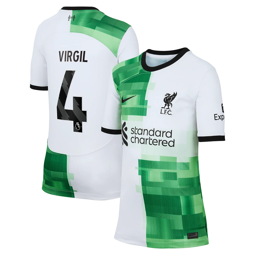 Youth Nike Virgil van Dijk White Liverpool 2023/24 Away Replica Player Jersey