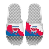 Men's ISlide x Mitchell & Ness  White Brooklyn Nets Paint Stripe Slide Sandals