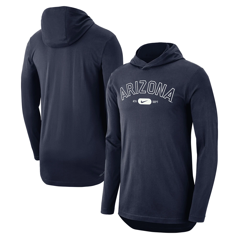 Men's Nike Navy Arizona Wildcats Campus Performance Long Sleeve Hoodie T-Shirt